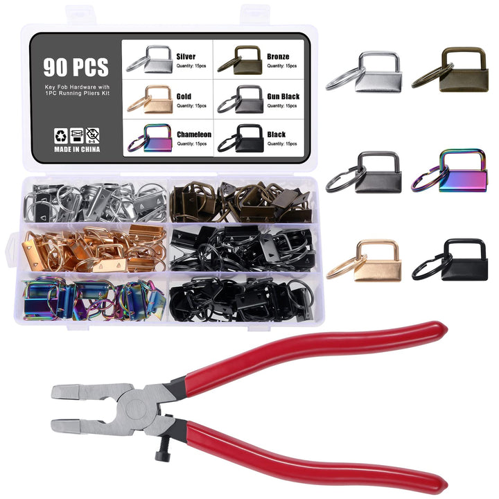 Knpwer 90 Stück Schlüsselband Rohlinge 1 Inch,6 Farben Schlüsselanhänger Hardware,Schlüsselband Bast