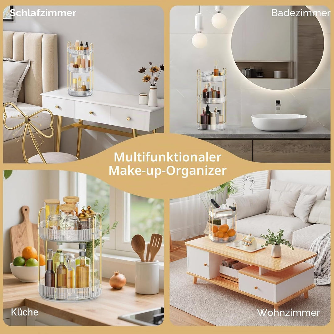MOKANI Make Up Kosmetik Organizer, 360° Dreh Schmink Organizer, 3 Ebenen, Multifunctional Makeup Ski