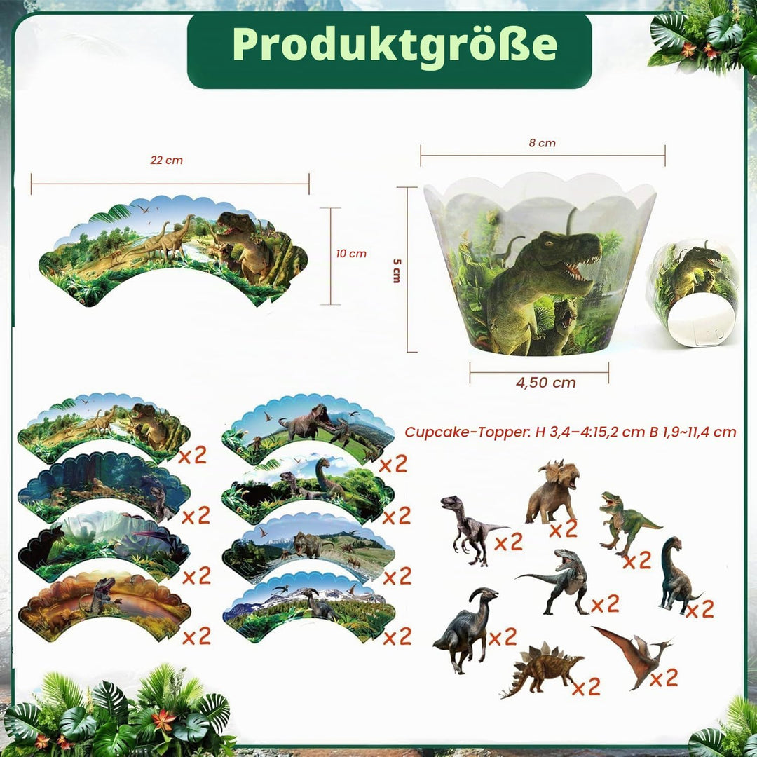 3 Tier Dinosaurier Kuchen Stand, Cupcake Turm, 12Pcs Dinosaurier Kuchen Surround Dinosaurier Thema G