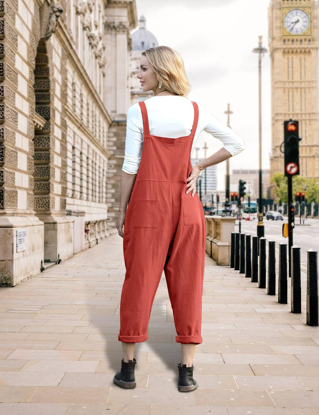 YESNO Damen Latzhose Sommer Oversize Trägerhose Beiläufig Loose Bib Pants Overall Baggy Jumpsuit Str