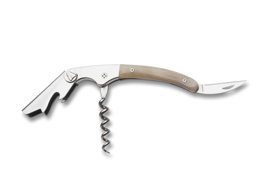 Claude Dozorme Laguiole Messer mit Horngriff, Flaschen√∂ffner, Kapselschneider, Konischer Kerzendoch