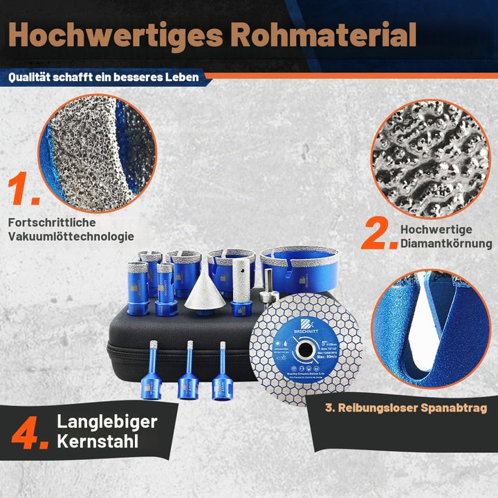 Diamantbohrer Fliesenbohrer Set -6/6/8/20/25/35/50/68/110 Diamantbohrer&amp; 20mm Fingerfräser 50mm Fase