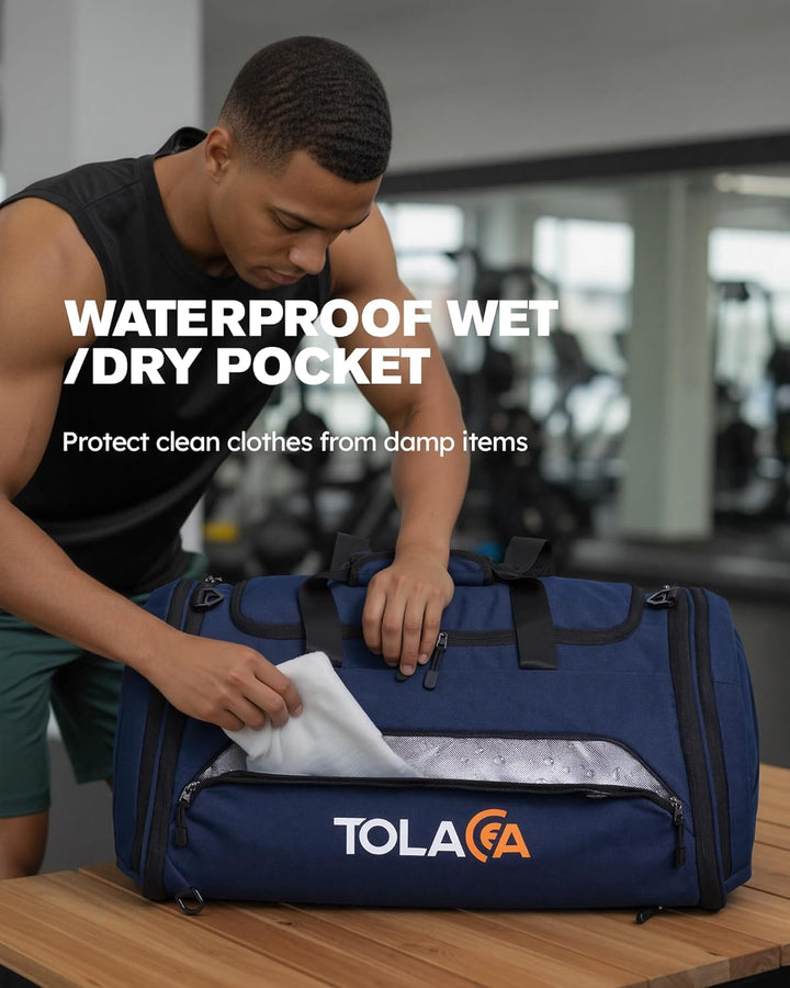 Tolaccea Sporttasche 56–70L für Herren & Damen – Erweiterbare Reisetasche mit Schuhfach & Nassfach,