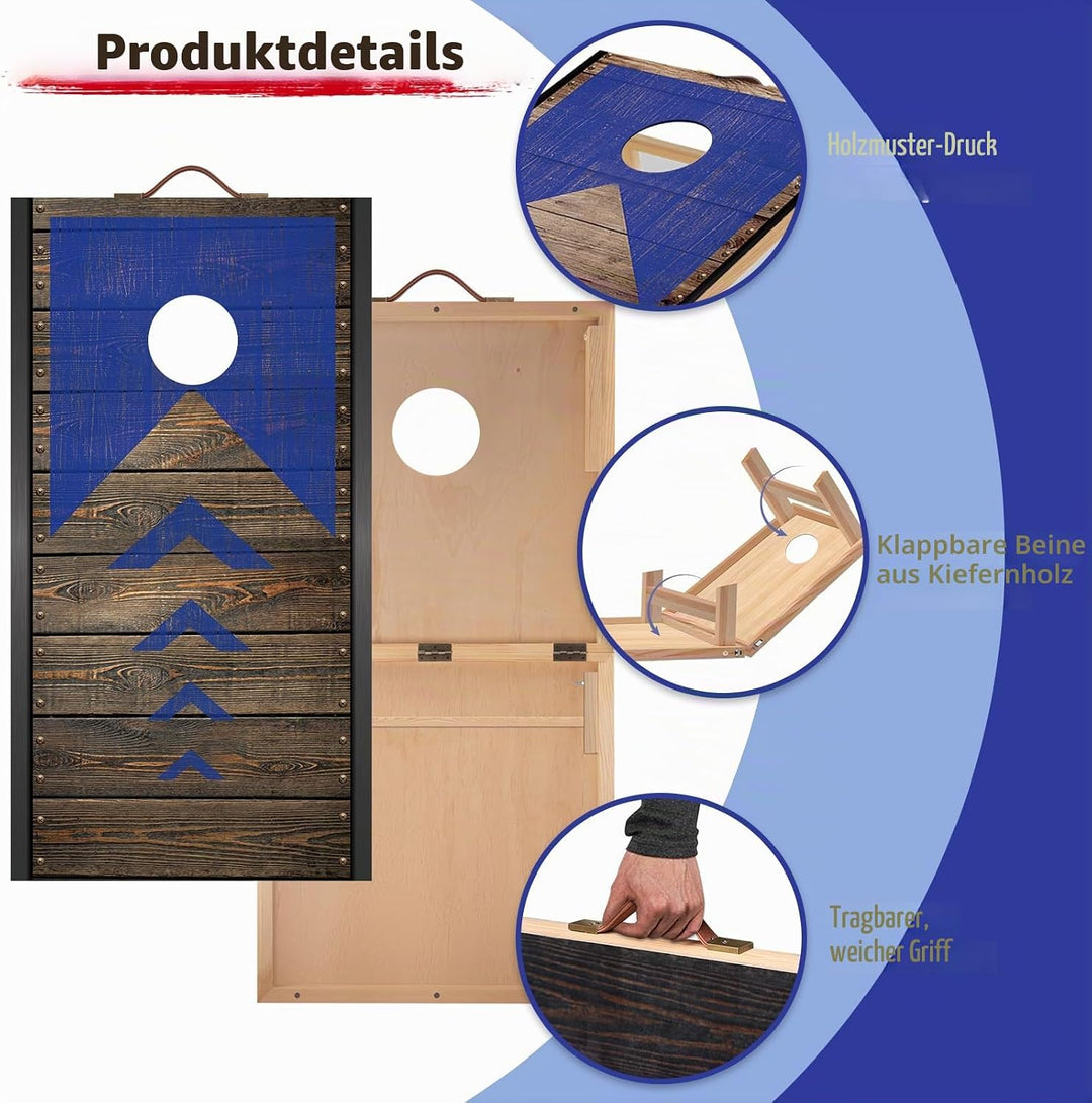 NZQXJXZ 90 x 60 cm Faltbar Cornhole Spiel Outdoor Cornhole Säckchen mit 8 Bohnensäcke & Tragetasche