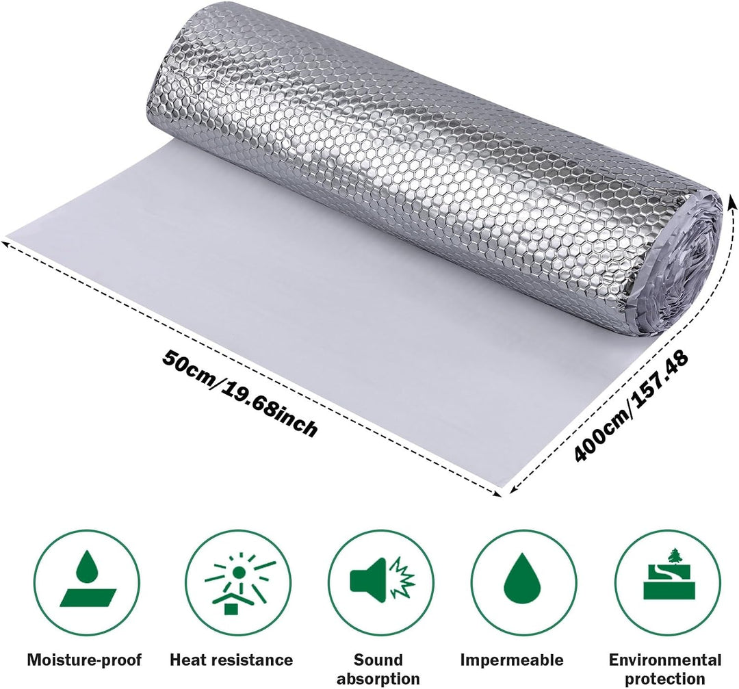 Alubutyl 2.0 mm x 50 cm x 4 m = 2 m² Selbstklebende Alubutyl Anti Dröhn Dämmmatte, Auto Dämmung, Fah