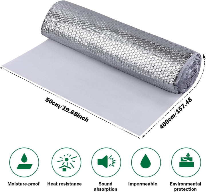 Alubutyl 2.0 mm x 50 cm x 4 m = 2 m² Selbstklebende Alubutyl Anti Dröhn Dämmmatte, Auto Dämmung, Fah