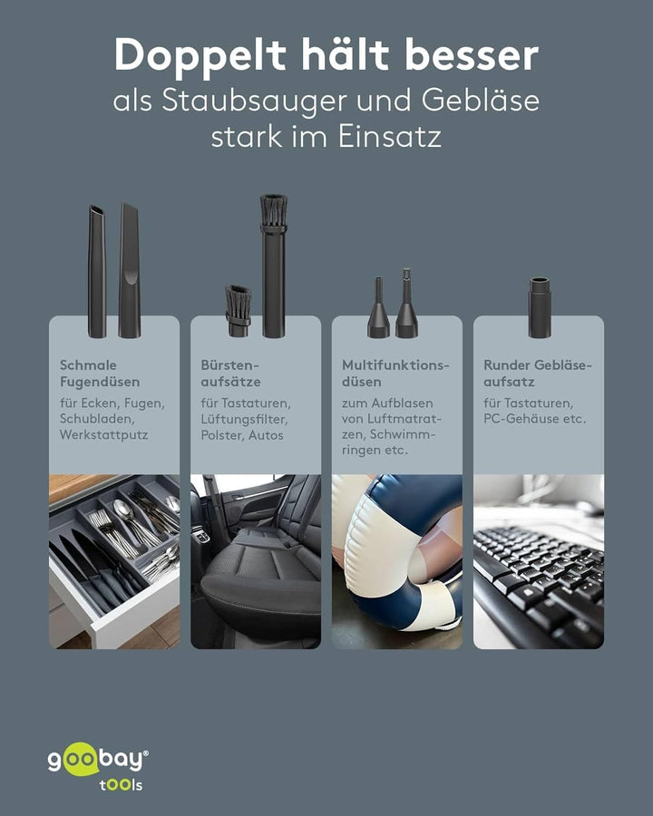 goobay 77828, Mini-Staubsauger 80W, Acrylnitril-Butadien-Styrol, weiss, Mini-Staubsauger 80W, 80 W,