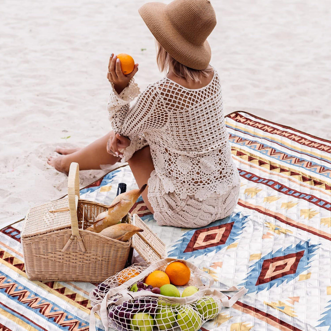 LARUTAN Extra grosse, wasserdichte Picknickdecke, 200 x 300 cm, faltbare Stranddecke mit Tragegriff,