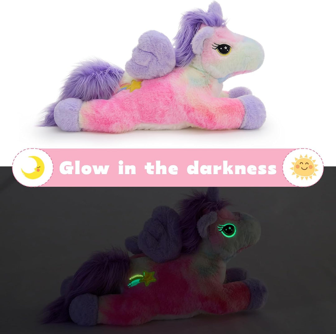 MorisMos 50cm lang riesen Einhorn Kuscheltier XXL, gross Einhorn Stofftier Plüschtier mit 3 Baby im