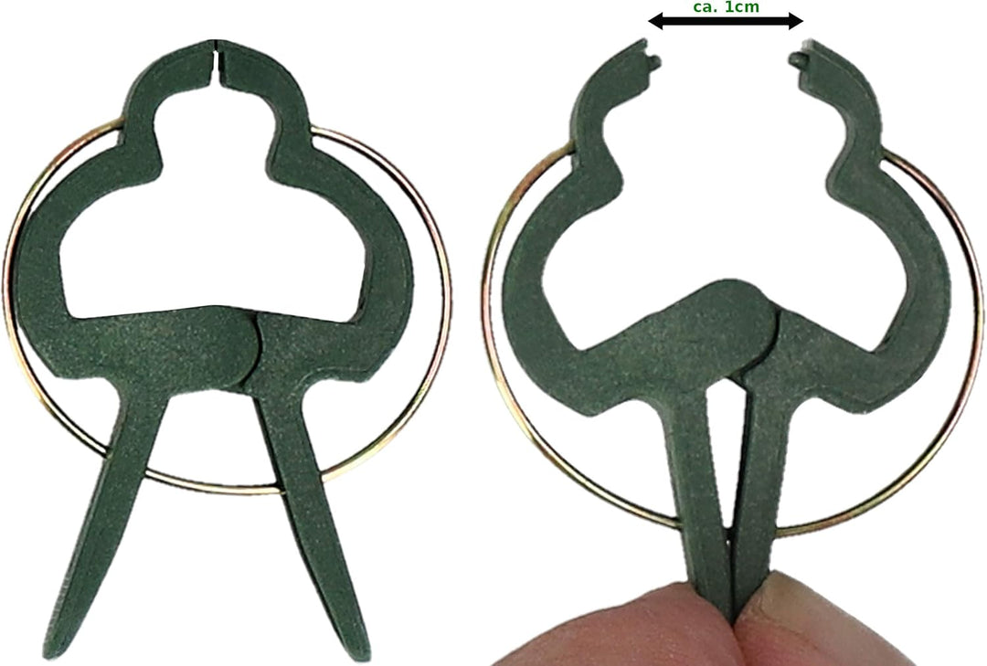 mumbi 300x Pflanzenclips Pflanzenklammern Pflanzenhalter Pflanzenbinder in 2 Grössen, Gartengrün Kle