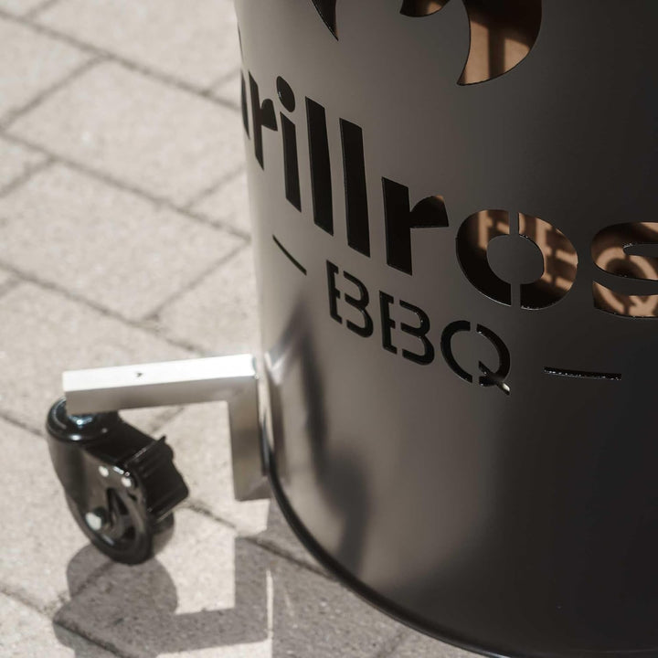 Grillrost.com Das Original Edelstahl Rollwagen für Feuertonnen - Mach Deine Feuertonne mobil