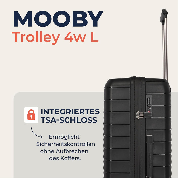 Travelite Koffer gross, MOOBY L, Kratzfeste Hartschale, mit recyceltem Material, 77 cm, 106 l, 3,7 k