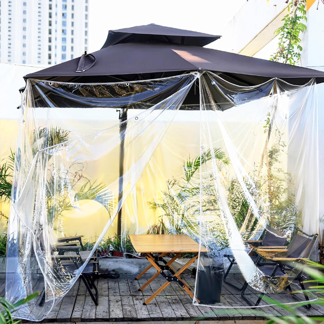 Gewächshaus Gartenmöbel Plane Transparent mit Ösen - PVC Balkon Pavillon wasserdicht Abdeckplane Fal