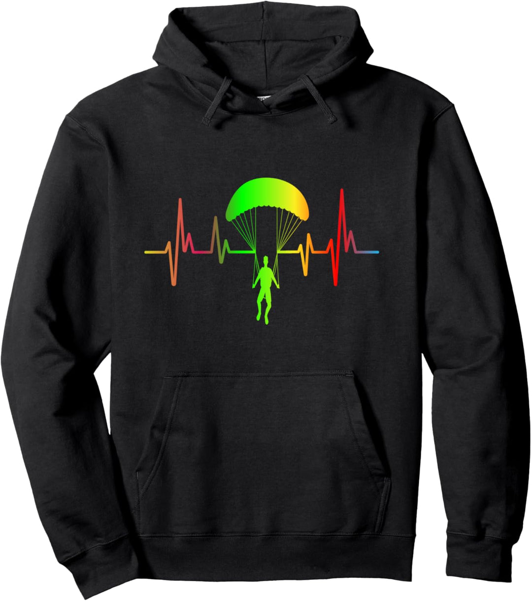 Regenbogen Herzschlag Paragliding Pullover Hoodie