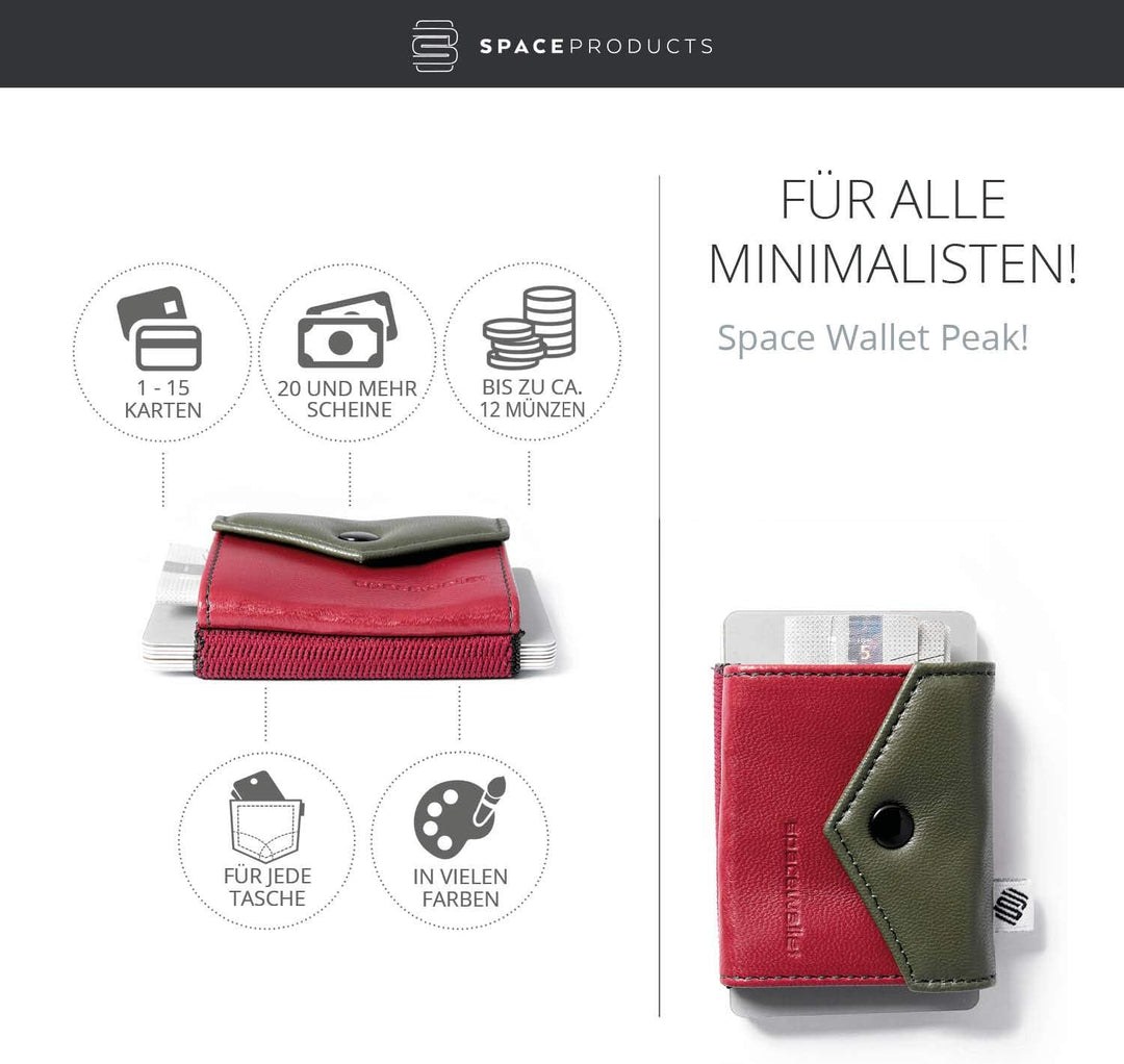 Geldbörse klein mit Münzfach aus Echt-Leder für Damen &amp; Herren I Slim Wallet Portemonnaie I 15 Karte