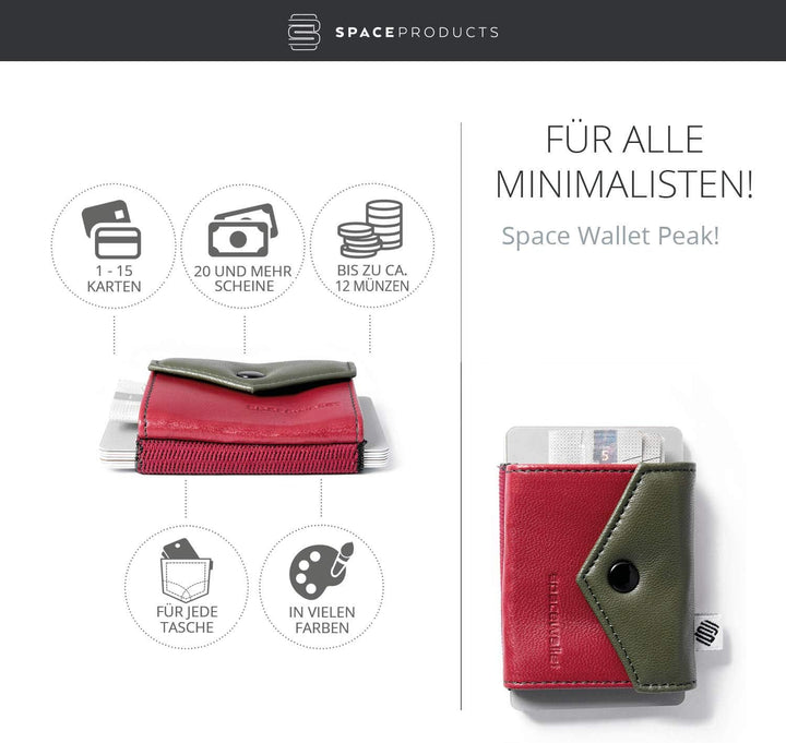 Geldbörse klein mit Münzfach aus Echt-Leder für Damen &amp; Herren I Slim Wallet Portemonnaie I 15 Karte