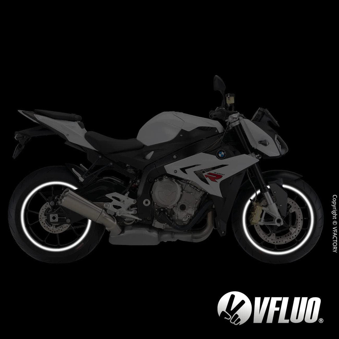 VFLUO - Kit Reflektierende Felgenrandaufkleber Motorrad, Aufkleber für 1 Rad 3M™-Technologie™, 360°-