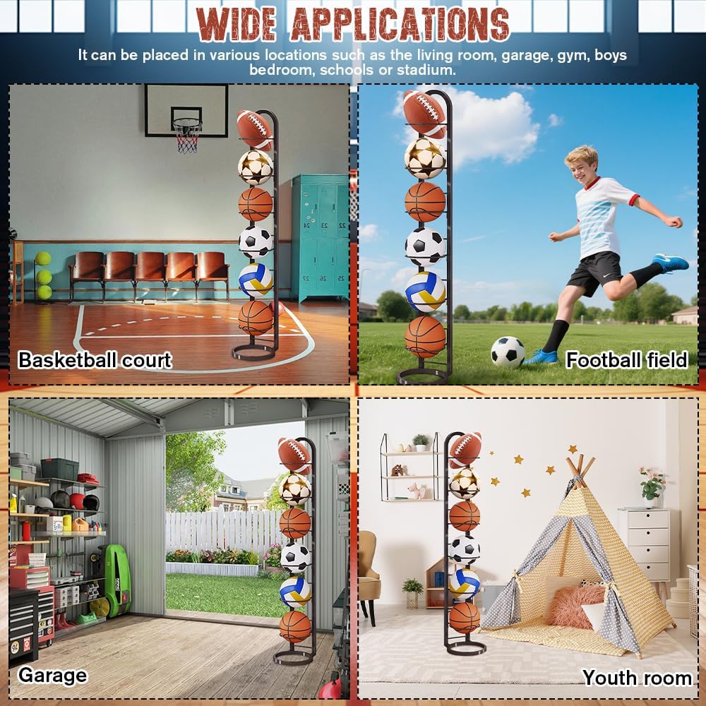 Stufiger Ballständer, Vertical Ballregal Fussball Ständer, Abnehmbares Standing Rack Halter, Ball Au
