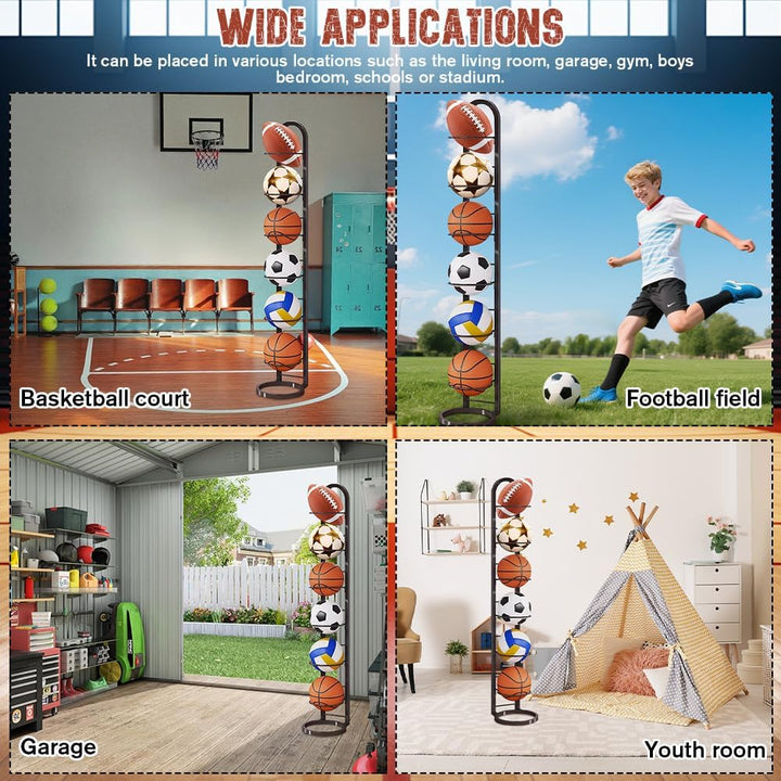 Stufiger Ballständer, Vertical Ballregal Fussball Ständer, Abnehmbares Standing Rack Halter, Ball Au