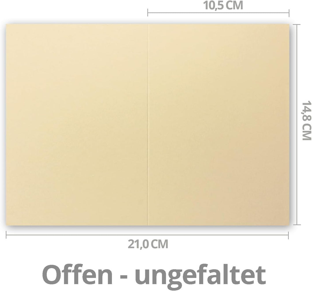 25x Faltkarten Set DIN A6/C6 mit Brief-Umschlägen in Karamel - inklusive Einleger - 14,8 x 10,5 cm -