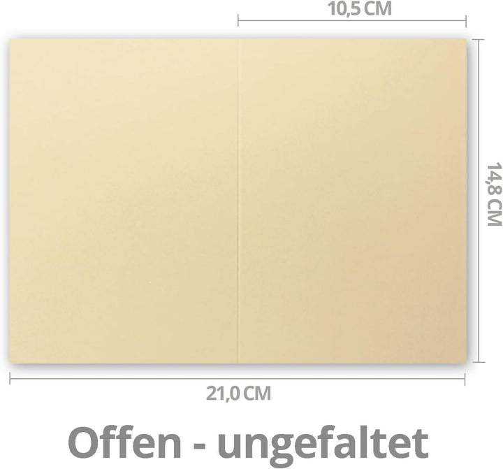 25x Faltkarten Set DIN A6/C6 mit Brief-Umschlägen in Karamel - inklusive Einleger - 14,8 x 10,5 cm -