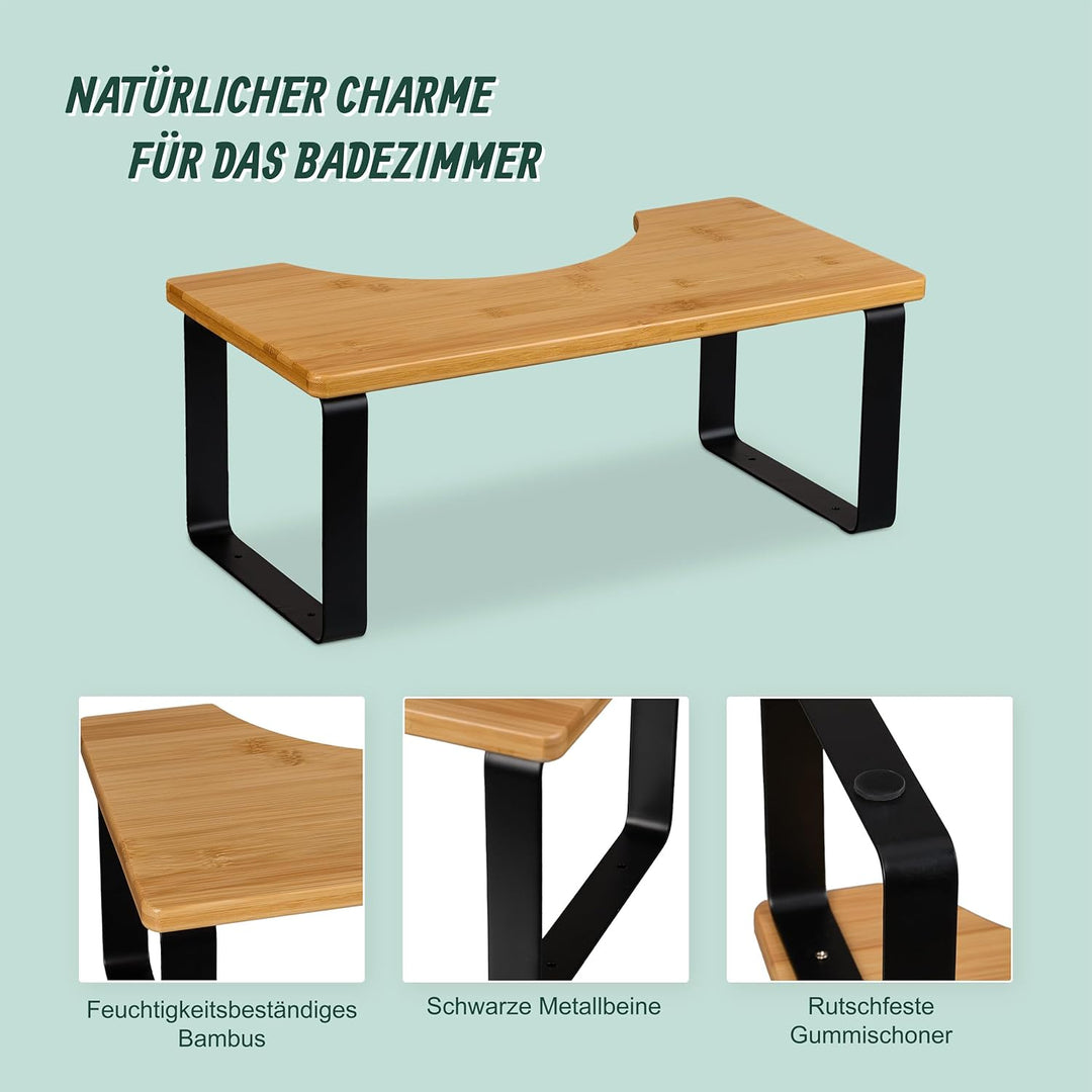 Relaxdays Toilettenhocker, Stuhlgang Unterstützung, WC Hocker Erwachsene, Bambus, HBT: 18 x 44,5 x 2