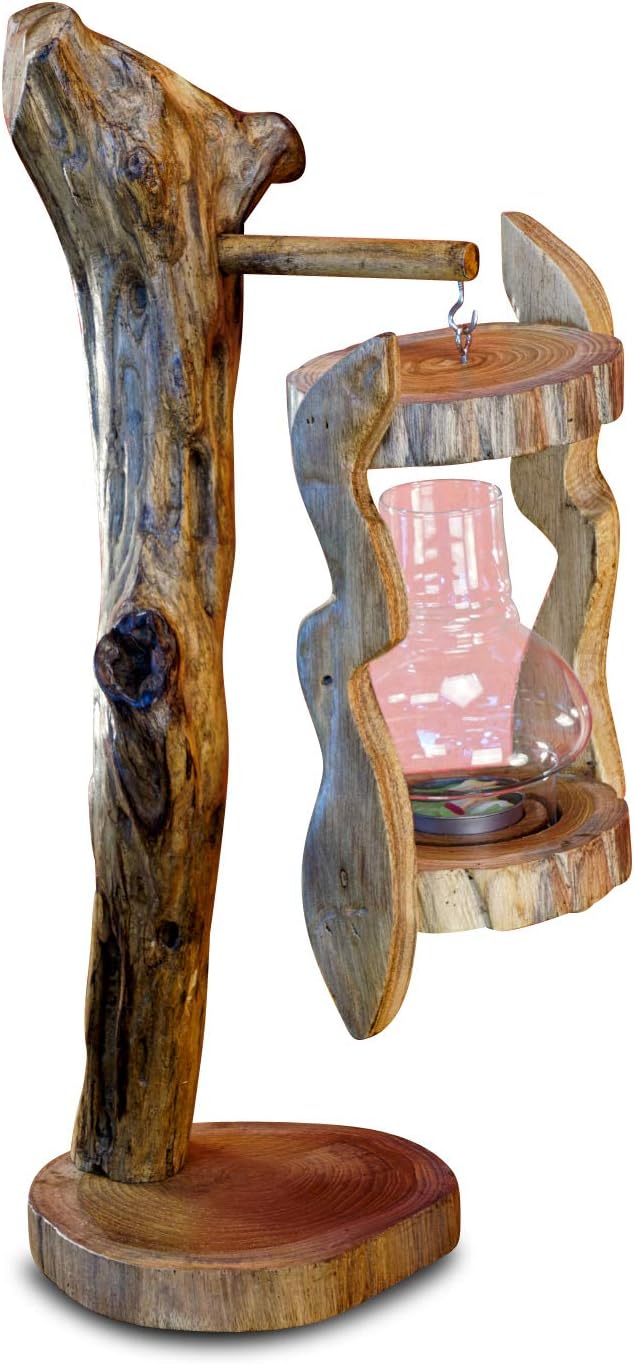Teak Laterne Windlicht - Teak Windlicht - Windlicht 2 Lichter - stehende oder hängende Laterne in 2