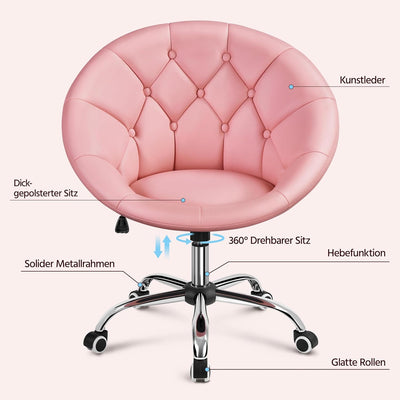 Yaheetech Schreibtischstuhl Ergonomischer Schminktisch Stuhl, Bürostuhl, höhenverstellbar Bürosessel