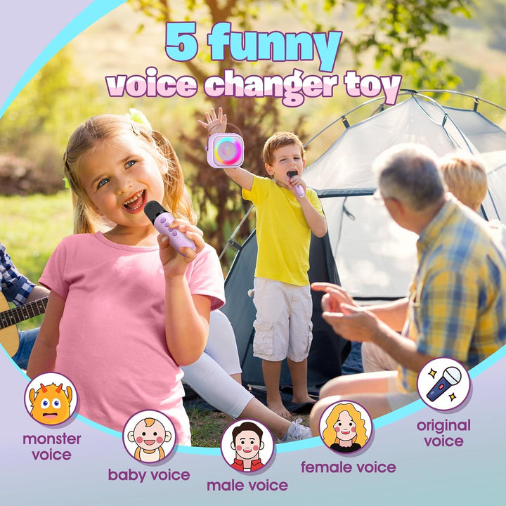 Geschenk Mädchen 3-10 Jahre, Bluetooth Karaoke Maschine mit 2 Mikrofon Kinder Spielzeug Mädchen, Dra