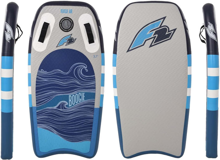 F2 Inflatable Body Board aufblasbares Boogie Board Air 3,7 Blau für Kinder und Erwachsene Skimboard