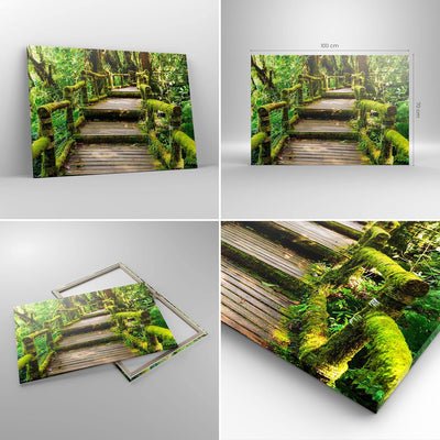 Bilder auf Leinwand 100x70cm Leinwandbild Asien natur park brücke Gross Wanddeko Bild Schlafzimmer K