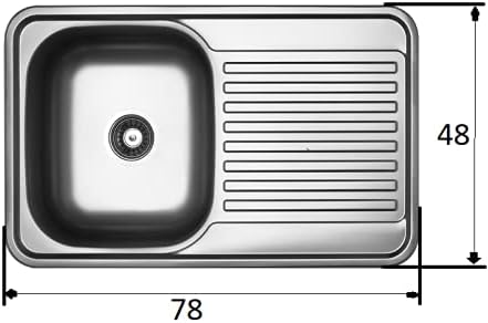 VBChome Einbauspüle 78x48 Leinenstruktur Edelstahl Küchenspüle Spüle Ablagefläche Links Abtropffläch