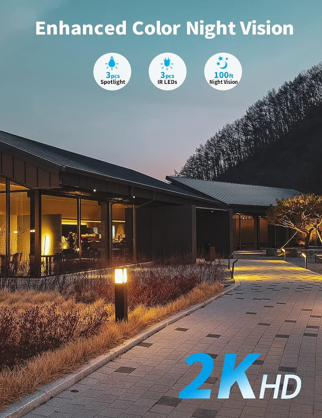 2K WLAN Überwachungskamera Set Aussen mit Flutlicht, 10CH 5MP Funk NVR Überwachungssystem, 6pcs 1296