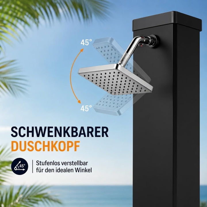 Strattore Solardusche Gartendusche 40 Liter - Warmes Wasser max. 60°C - Ohne Stromanschluss - Mit Fu
