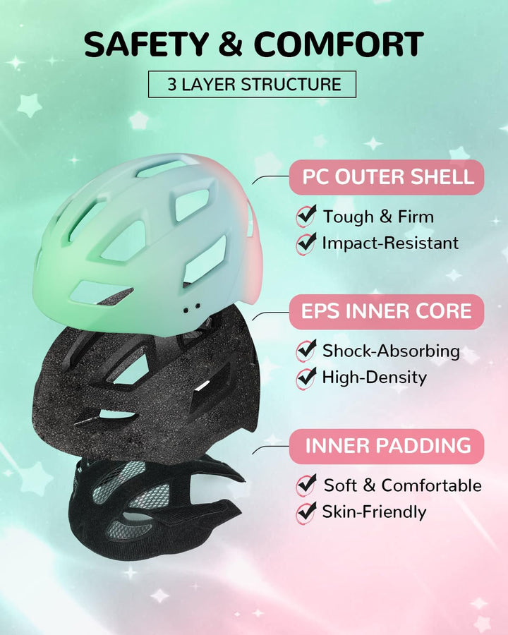 FUNWICT Kinder Fahrradhelm für Mädchen Jungen, Verstellbarer Kinderhelm Radhelm Skaterhelm Sporthelm