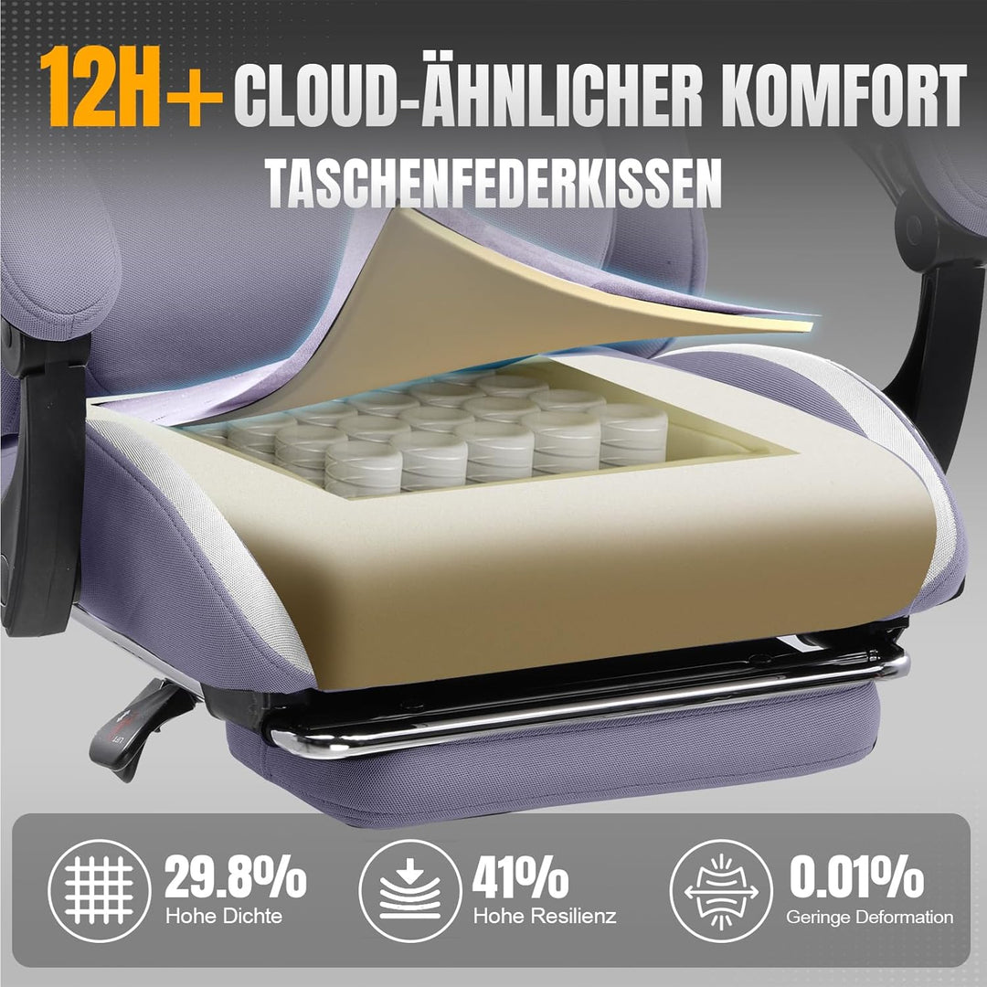 GTPLAYER Gaming Stuhl, Gamer Stuhl, Atmungsaktiver Bürostuhl aus Hochwertigem Stoff, Ergonomischer P