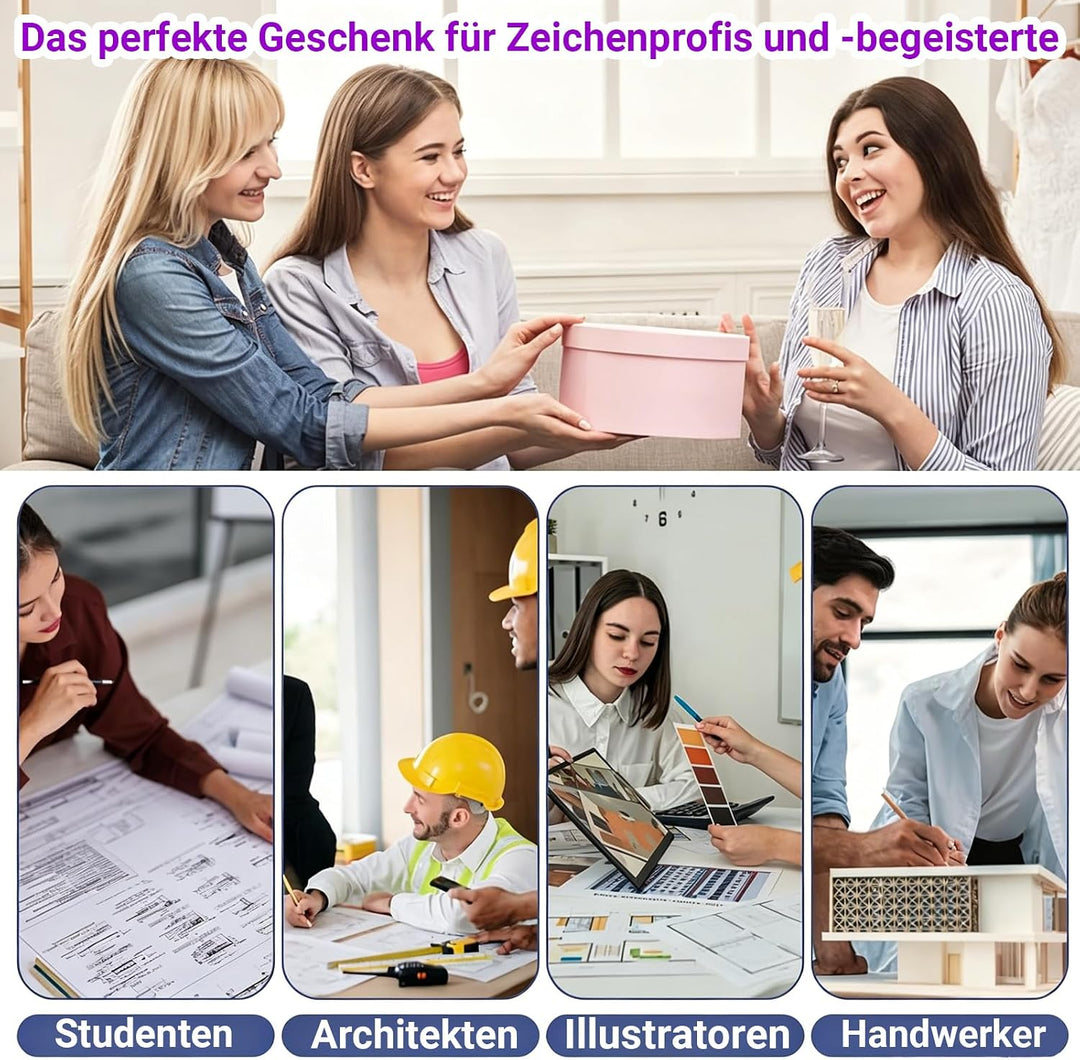 Zeichenplatte A4 Zeichenbrett Multifunktions Zeichentisch mit Parallel-Zeichenschiene Doppelnutführu