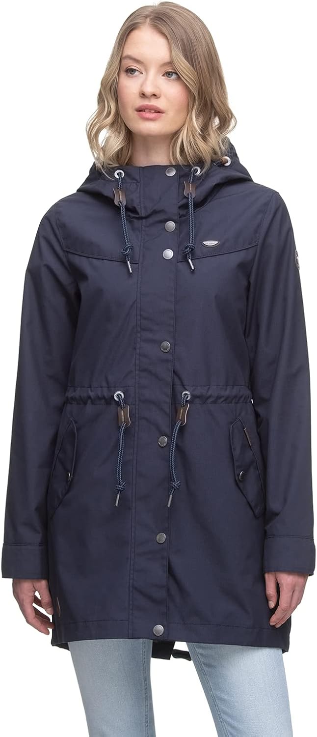 Ragwear CANNY Damen Frauen Parka,Mantel,Übergangsmantel mit Kapuze,Herbstmantel,wasserabweisend, Nav