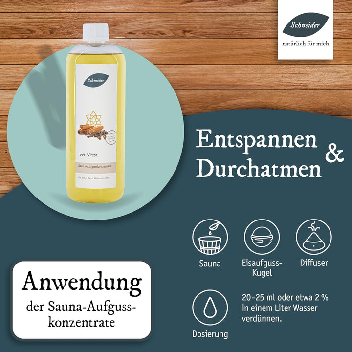 Saunabedarf Schneider - Aufgusskonzentrat 1001 Nacht - süsslich-orientalischer Saunaaufguss - 250ml