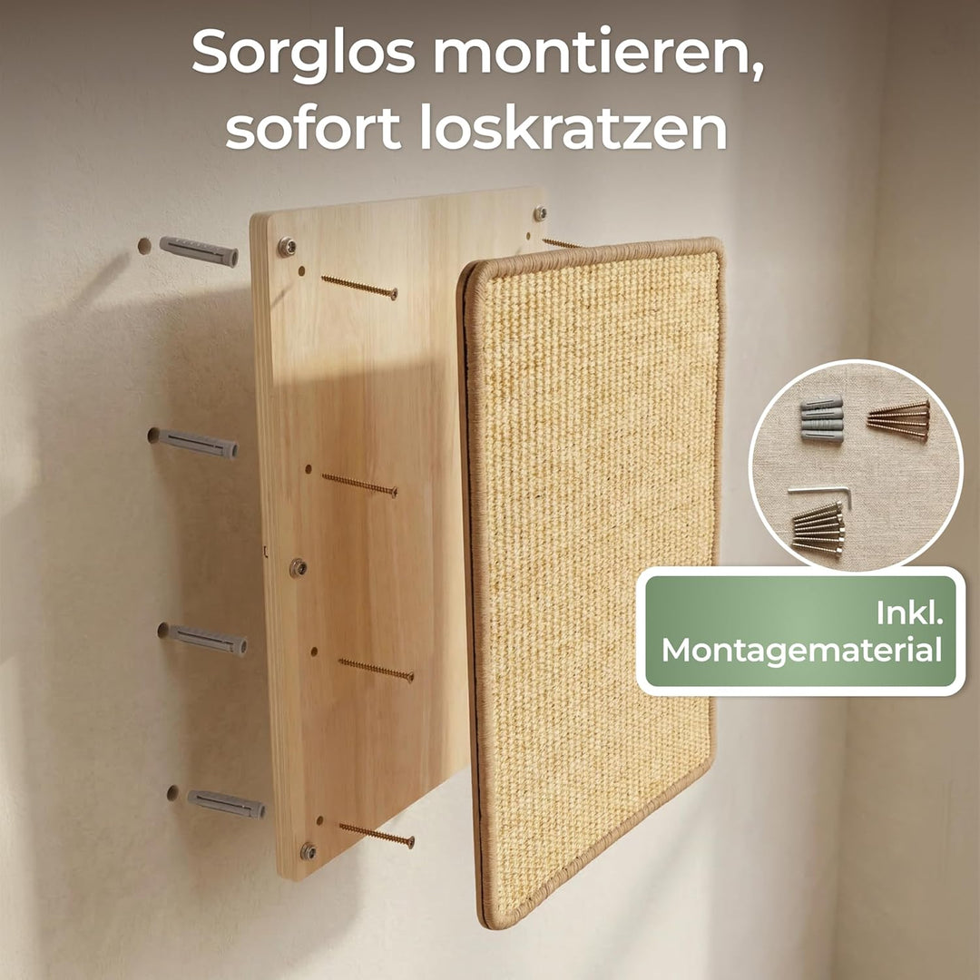 WOOWOOD Kratzbrett Katzen für Wand und Boden- Widerstandsfähige Kratzmatte, Kratzmöbel aus hochwerti