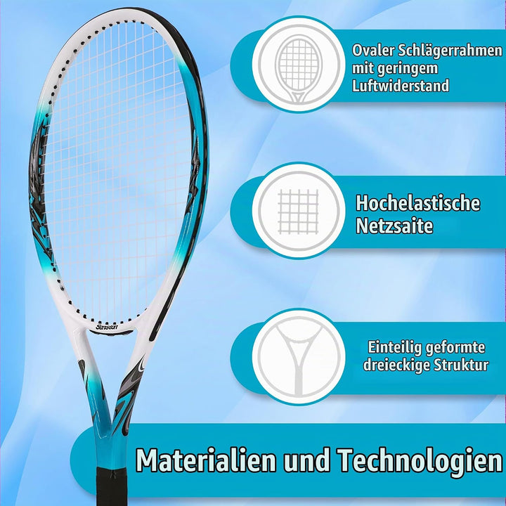Senston Tennisschläger 68,6 cm, Professioneller Training Tennis Racket für Damen Herren blue 27 inch