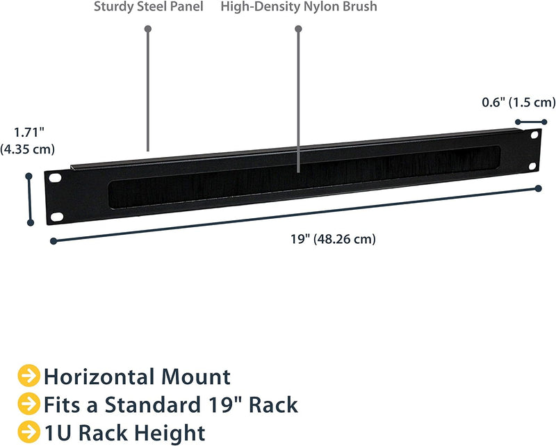 StarTech.com 1 HE Rackblende mit Bürste zur Kabeldurchführung 1U Pinsel, 1U Pinsel