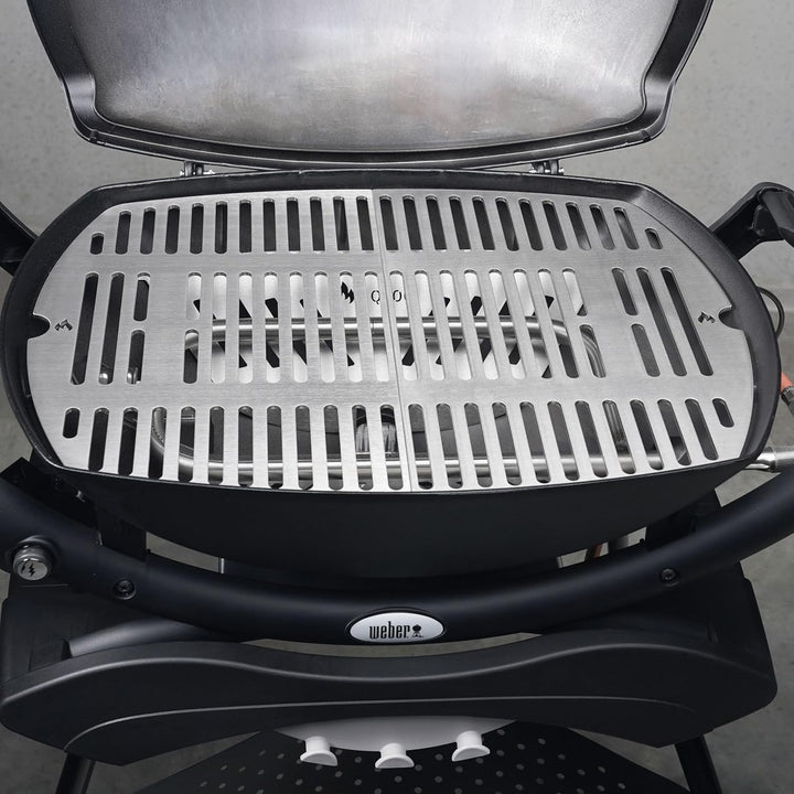 Edelstahl INOX Grillroste für die Weber Q200/2000 Baureihe | spülmaschinenfest - Set aus 2 Hälften G