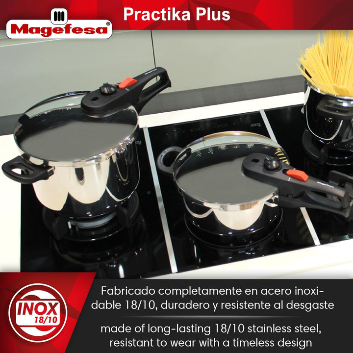 M MAGEFESA 01OPPRAPL06 MAGEFESA 01OPPRAPL06-Schnellkochtopf Modell Practika Plus, Edelstahl, (6L) UK