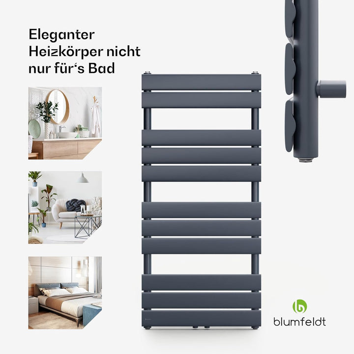 Blumfeldt Badheizkörper, Design Heizkörper Flach, Sparsamer Flachheizkörper Vertikal, 509 Watt Warmw