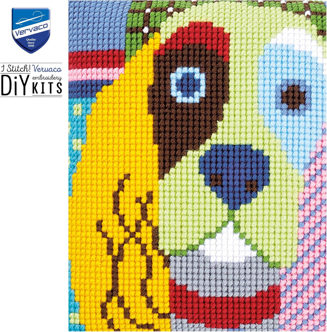 Vervaco Kreuzstichkissen Cocker Spaniel, Patch Stil, Stickbild vorgezeichnet Kreuzstichpackung Kisse