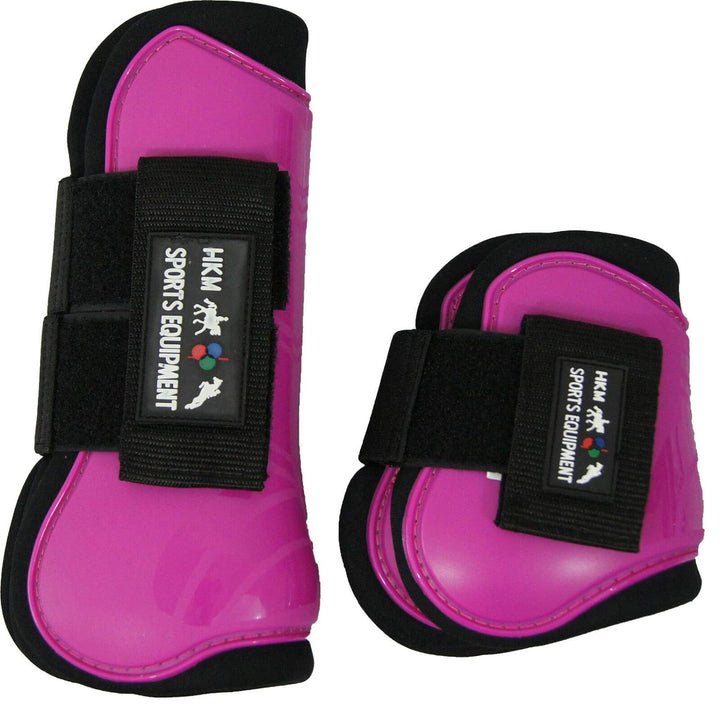 HKM 561240 Springgamaschen und Streichkappen, 4er Set Pony Schwarz/Schwarz, Pony Schwarz/Schwarz