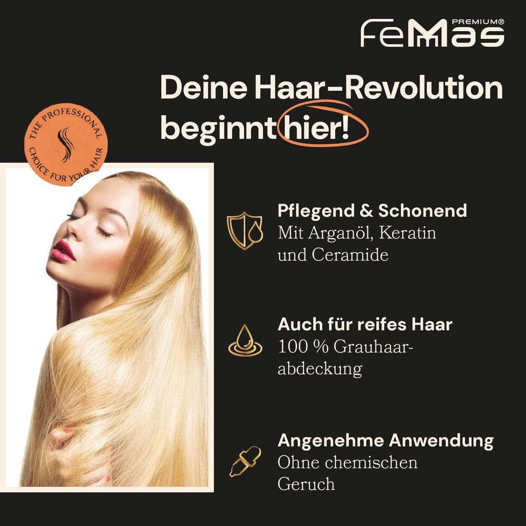 FemMas Haarfarbe Superaufheller 3x Silber 912 I Professionelle Creme Haarfarbe zur Aufhellung um bis