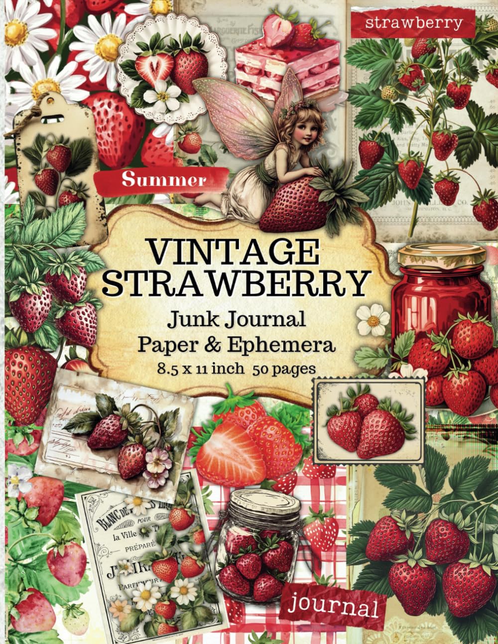 Strawberry Junk Journal Paper and Ephemera: A Collection of Vintage Inspired Beautiful Images for Cr