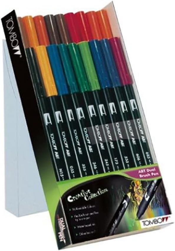 Tombow ABT-18C-1 Fasermaler Dual Brush Pen mit zwei Spitzen, 18-er Set, primärfarben